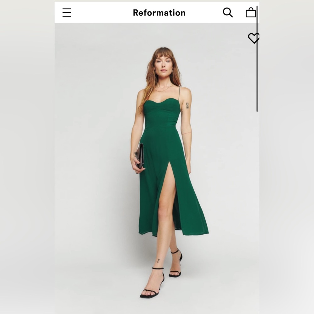 Reformation Juliette Dress in Emerald